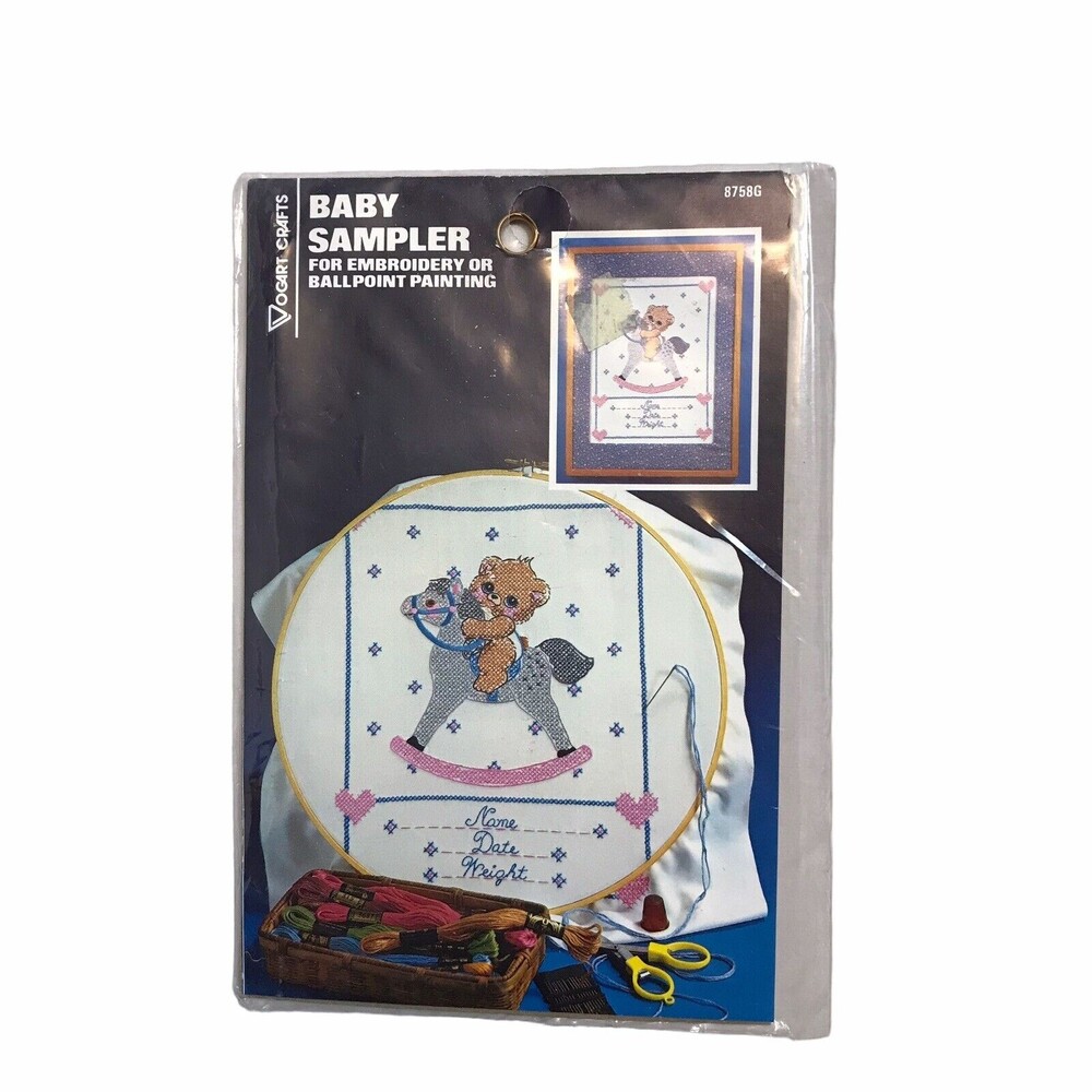 Vtg Vogart Crafts BABY SAMPLER Embroidery or Ballpoint Painting Bear Horse 8758G
